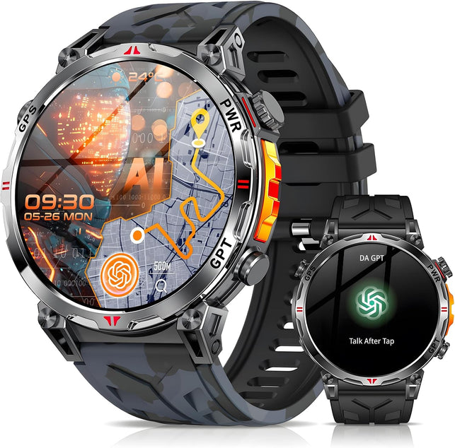 Military Smart Watch for Men Gps/Compass,Gpt,1.56"Amoled Screen,110+ Sports