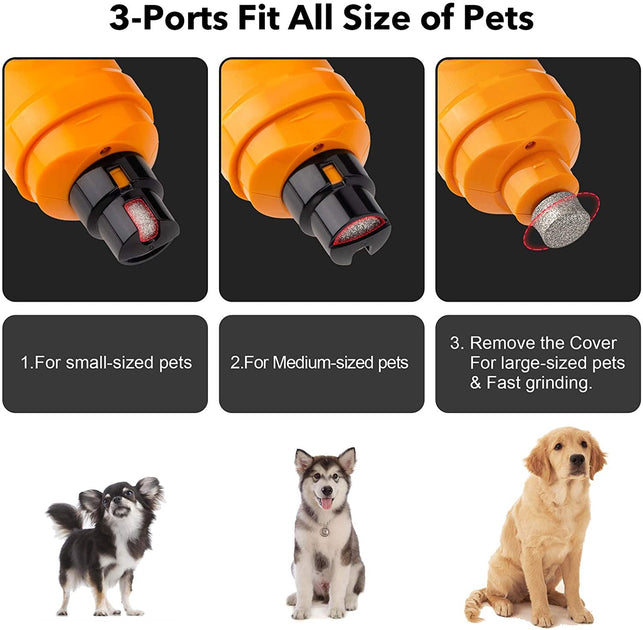 Casfuy Dog Nail Grinder with 2 LED Light - New Version 2-Speed Powerful Electric Pet Nail Trimmer Professional Quiet Painless Paws Grooming & Smoothing for Small Medium Large Dogs and Cats (Orange)