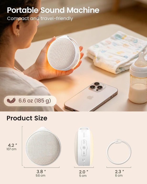 Glocusent Portable White Noise Machine with Night Light,Baby Sound Machine