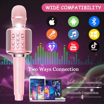 Karaoke Microphone Bluetooth Wireless Mic Portable Singing Machine with Duet Sing/Record/Play/Reverb Adult/Kid Gift for Home KTV