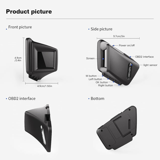 Head up Display, Car HUD P8, OBDII & GPS Dual System, the 1St Model in the Market Can Be Installed on A-Pillar Trim (1)