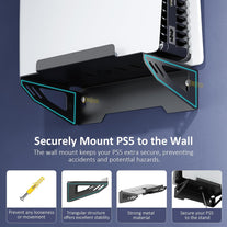 Nexigo PS5 Wall Mount Kit with Charging Station, Dual Controller Chargers, Steel Wall Stand, and Headphone Hanger - Compatible with Playstation 5 (Disc & Digital)