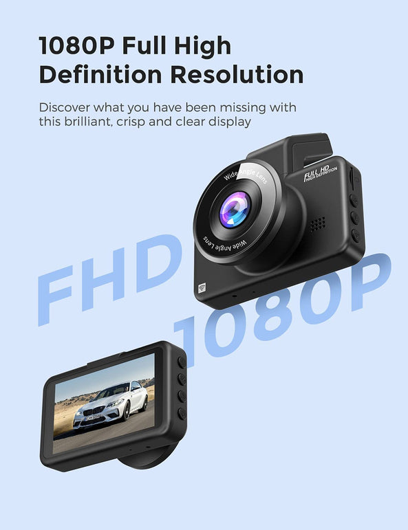 AZDOME M17 Wifi Dash Cam, FHD 1080P Car Driving Recorder, 3" Screen Dashboard Camera 150° Wide Angle, Smart Dash Camera with Driving Assistant ADAS, G-Sensor Loop Recording Night Vision Parking Mode