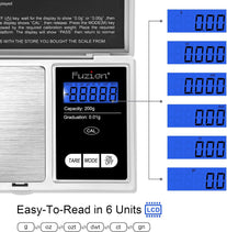 Fuzion Digital Gram Scale, 200G/0.01G Mini Jewelry Scale, Pocket Scale, Herb Scale Gram and Ounce, Portable Travel Food Scale .01 Gram Accuracy with LCD Display, Stainless Steel, Tare