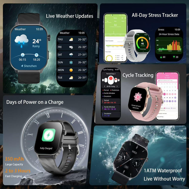 Bostbo Smart Watch [Answer/Make Calls] 2.01" TFT Screen,Smart Watch for Men Women,1Atm Waterproof,100+ Sport Modes,Built-In Gps,With Ios & Android