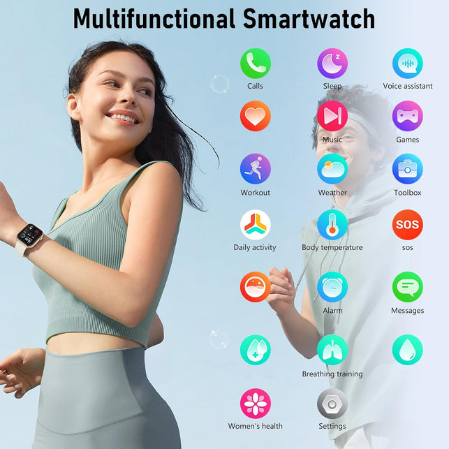 Smart Watch for Women Men(Make Calls & AI Voice), 2" HD Smartwatches with Heart Rate Spo2 Sleep & Cycle Tracking, 100+ Sports Modes Fitness Tracker, Fitness Watch for Ios Android Phones