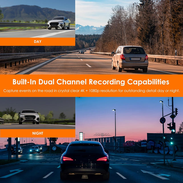 Rexingusa Roadmate Cpduo Wireless Multimedia Receiver with Carplay, Android Auto, and Dual Dash Cam - 6.25” HD Touch Screen, 4K UHD Front & Full HD Rear Camera, Stream Media, Easy Installation