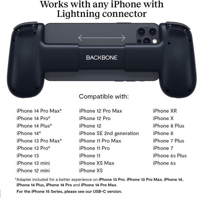 BACKBONE One Mobile Gaming Controller for Iphone (Lightning) - 1St Gen - Turn Your Iphone into a Gaming Console - Play Xbox, Playstation, Call of Duty, Roblox, Minecraft, Genshin Impact & More