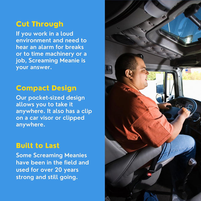 Screaming Meanie 220 Alarm Clock and Timer, Extremely Loud for Deep Sleepers, Multi-Purpose Clock, 3 Sound Levels (With 9V Battery Included) - Black