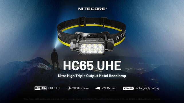 Nitecore HC65 UHE 2000 Lumen Heavy Duty Metal Headlamp, USB-C Rechargeable with White, Red, and Reading Lights for Camping, Hiking, Hunting, and Industrial Works with Lumentac Organizer
