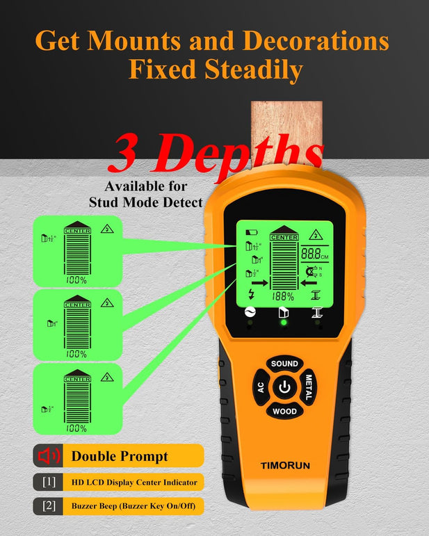 Stud Finder Wall Scanner, Upgraded 6 in 1 Wall Stud Finder Scanner Tool for Detecting Drywall Stud Center Beam Wood Metal AC Wires with Magnetic Sensor, Gifts for Men Hanging Frame/Mirror/Tv Mount