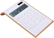 Calculator, Slim Elegant Design, Office/Home Electronics, Dual Powered Desktop Calculator, Solar Power, 10 Digits, Tilted LCD Display, Inclined Design, White (Slim2)