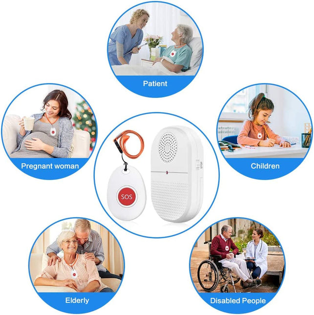 Chunhee Wireless Caregiver Pager Call Button Nurse Alert System Call Bell for Home/Elderly/Patient Emergency Vibration Pager 2 Transmitter+2 Receiver(800+Feet Operating Range)