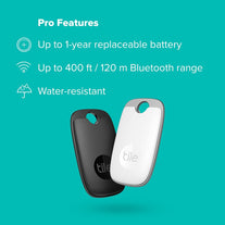 Tile Pro Bluetooth Item Finder, 120 m Finding Range, Compatible with Alexa and Google Smart Home, iOS and Android Compatible, Find Your Keys, Remotes and More
