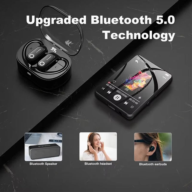 32GB 2.4'' Touch Screen Mp3 Player with BT 5.0, MP3 Player with Built-In HD Speaker FM Radio and Voice Recording