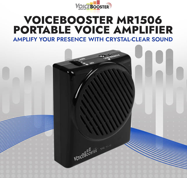 Voicebooster Speak Out Personal Voice Amplifier, Rechargeable Portable Speaker with Wired Microphone Headset for Classroom Teachers, Tour Guide, Presentations – 10Watt Power Amplifier - MR1506