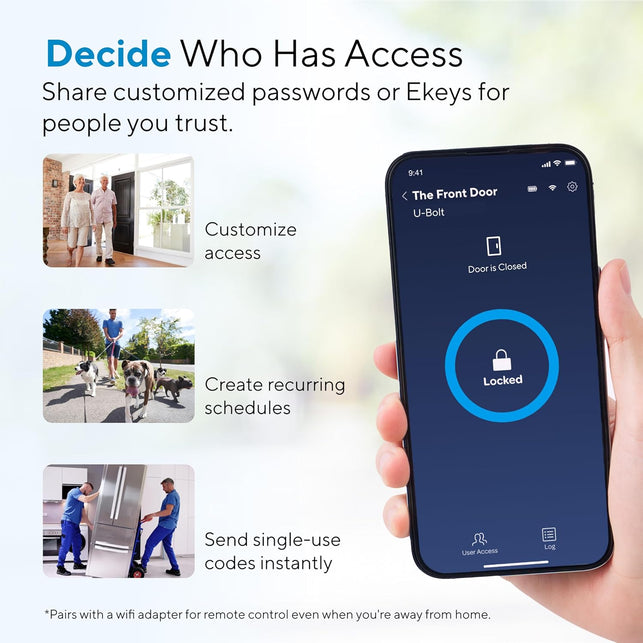 ULTRALOQ U-Bolt Smart Lock, 5-In-1 Keyless Entry Door Lock with App Control, Keypad Deadbolt, Auto Unlock, Auto Lock, Smart Door Lock, Smart Locks for Front Door, Smart Deadbolt, Black
