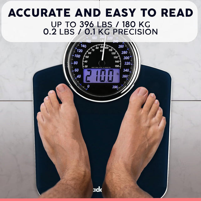 Adamson Hybrid 2-In-1 Analog & Digital Weighing Scale for Body Weight up to 400Lbs + Thick Tempered Glass + Extra Large Display + Easy to Read Digital Bathroom Scale + New