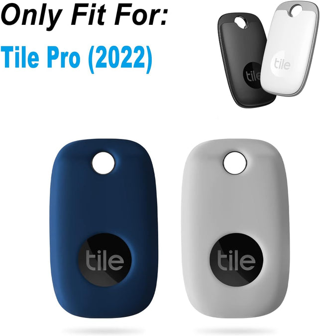 Geiomoo Silicone Case for Tile Pro 2022 Tracker, Soft Flexible Scratch Resistant Cover with Carabiner (2 Pack Navy Blue+Oatmeal)