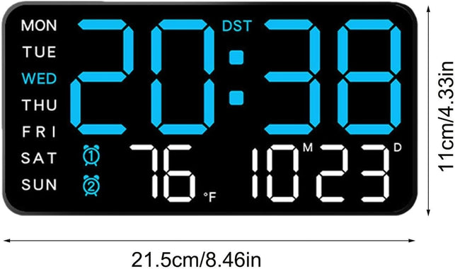 Digital Wall Clock Battery Operated Large Led Temperature Display Decor