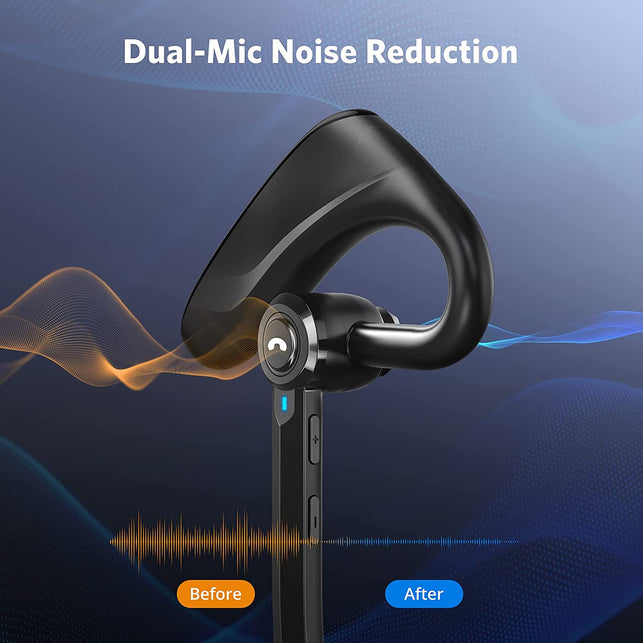 Dual-Mic AI Noise Cancelling Bluetooth Headset for Cell Phones, 30Hrs HD Talktime 10 Days Standby Wireless Bluetooth Earpiece IPX6 Waterproof Ultra-Light Wireless Headset Truckers/Office/Business