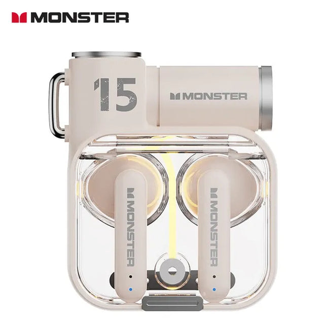 Original Monster XKT15 Wireless Bluetooth 5.3 Earphones TWS Gaming Earbuds RGB Flip Cover Design Headset Low Latency 2023 New