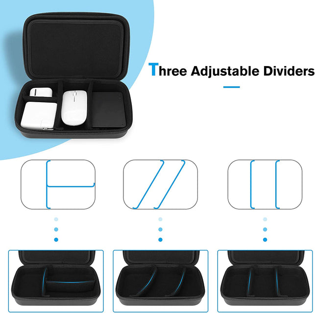 Procase Hard Travel Electronic Organizer Case for Macbook Power Adapter Chargers Cables Power Bank Apple Magic Mouse Apple Pencil USB Flash Disk SD Card Small Portable Accessories Bag –Black