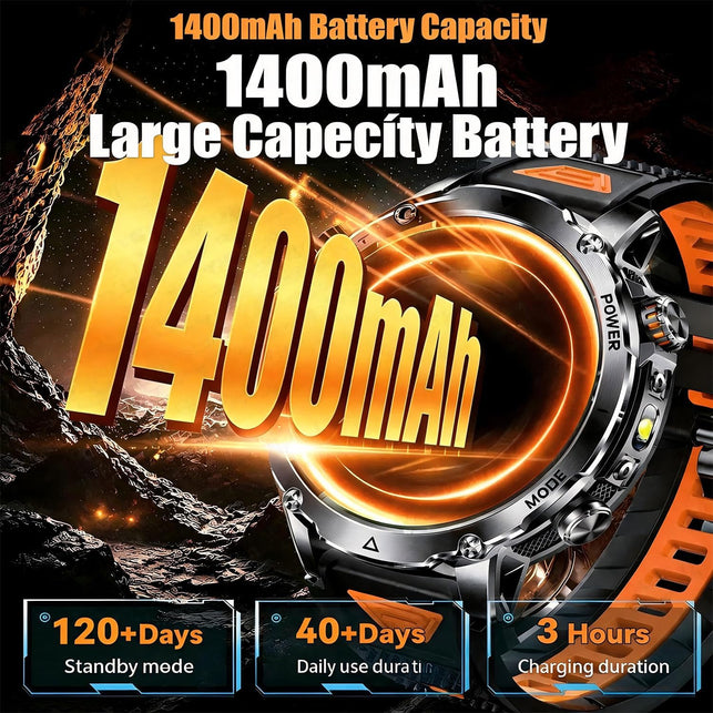 AK106 Military Smartwatch Men 1.7" IP68 1400Mah