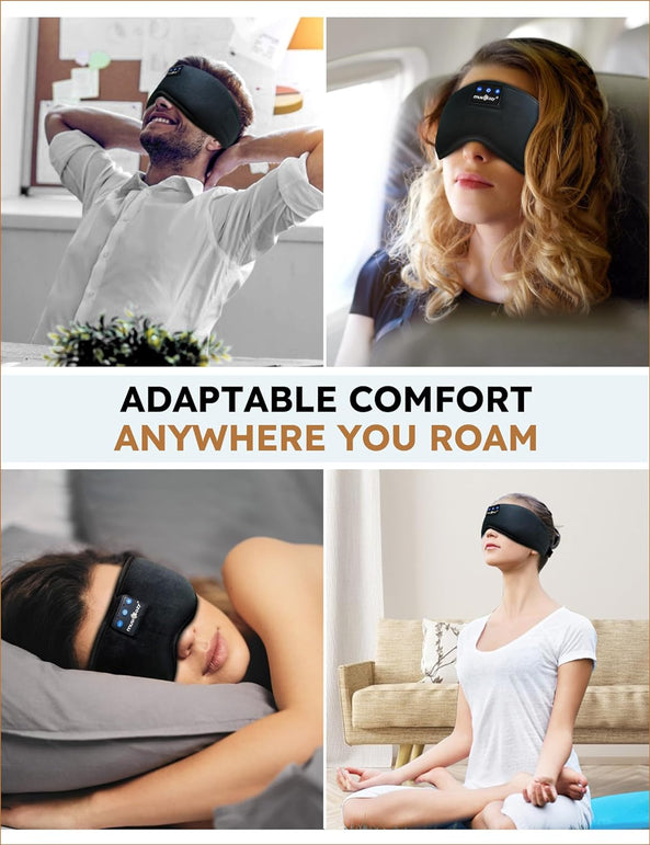 MUSICOZY Sleep Headphones Bluetooth 5.4 Headband Sleeping Headphones Eye Mask for Women Men Unisex, Wireless Music Mask Built-In Speakers Microphone Adjustable Strap for Side Sleepers Travel Office