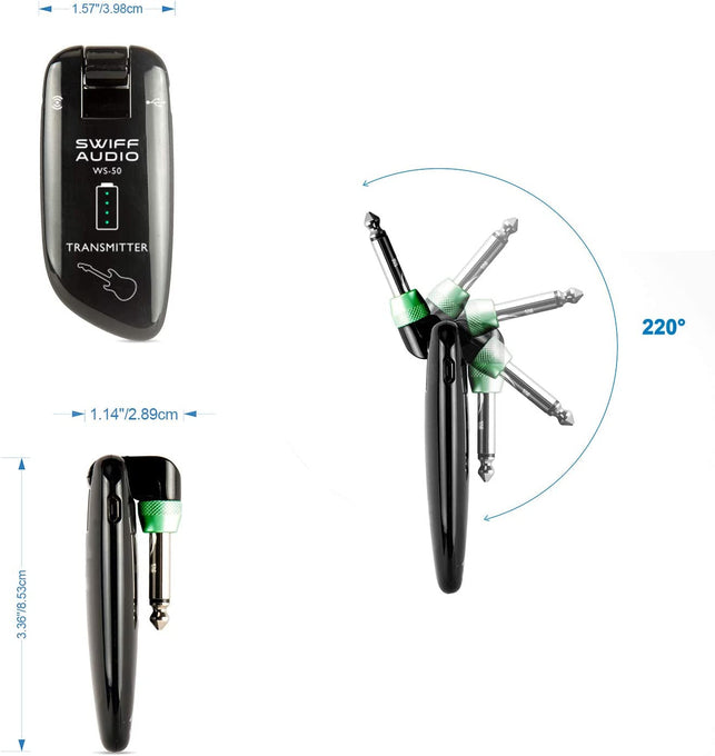 SWIFF High-Grade Electronic Guitar Wireless System Rechargeable Guitar Transmitter Receiver Support Multi Channels and 5.5 Hours Long Battery Life for All Electric Musical Instruments