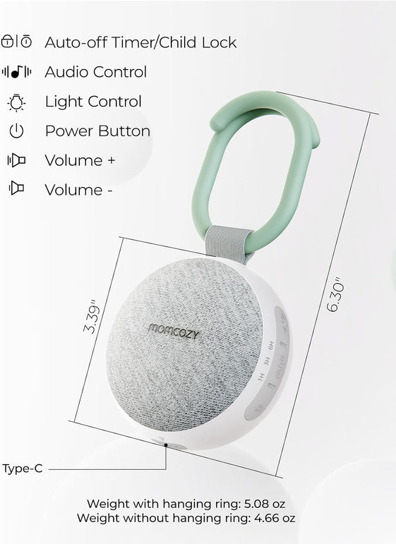 Momcozy Portable Sound Machine with Night Light, White Noise Machine Baby