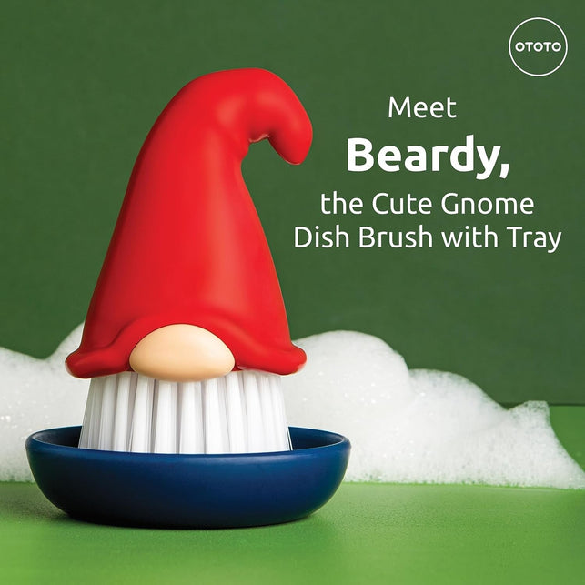 New!! Beardy Dish Brush by Ototo - Dish Scrub Brush, Gnome Gifts, Gnomes, Quirky Gifts, Dish Brush, Cute Kitchen Accessories, Funny Kitchen Gadgets, Vegetable Brush, Cute and Useful Gifts for Women