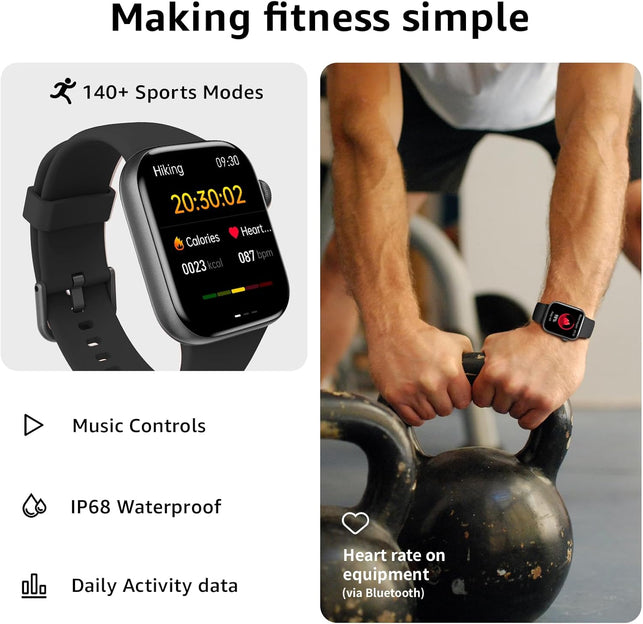 Smart Watch for Men Women Answer/Make Call, 1.85" Smartwatch, Fitness Watch with Heart Rate Blood Pressure Sleep Monitor, 140+Sports, IP68 Waterproof Step Counter Watch Compatible with Android Ios