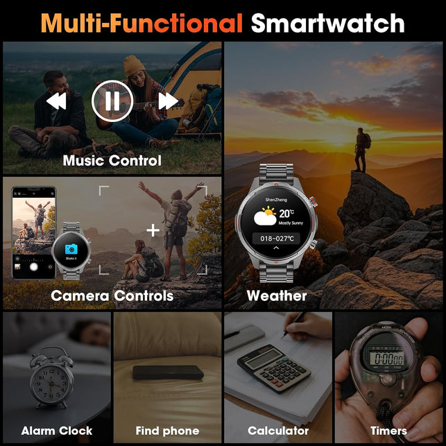 Military Smartwatch for Men, 100-Day Standby, Bluetooth Call with Compass
