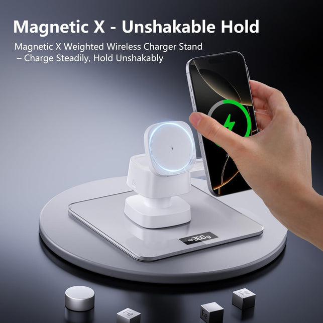 【2026 Upgraded】4 in 1 Wireless Charger, 3 in 1 Wireless Charging Station with Night Light for Magsafe Charger, 15W Magnetic Travel Stand for Iphone17/Air/Pro/Max/16/15/14/13/12, Apple Iwatch, Airpods