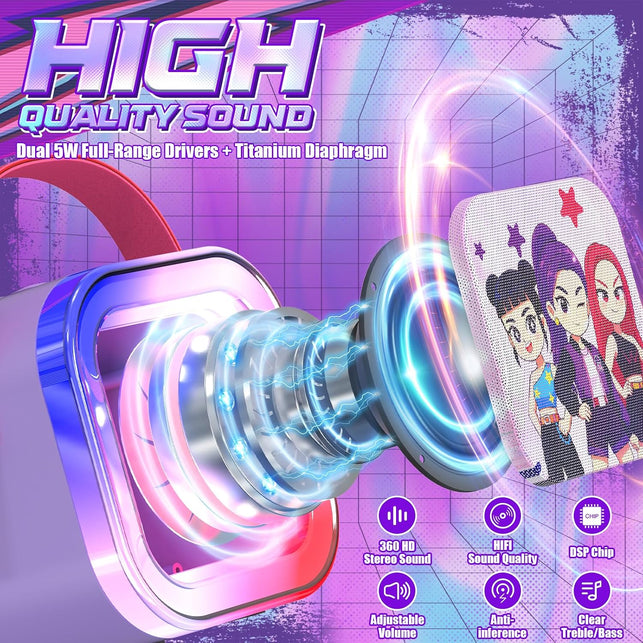 Mini Karaoke Machine for Kids Ages 3-12: Portable Bluetooth Speaker with 2 Wireless Microphone, LED Light Show for Kids 3 4 5 6 7 8 9 10 Year Old Girls Toys Birthday Gifts Toddler
