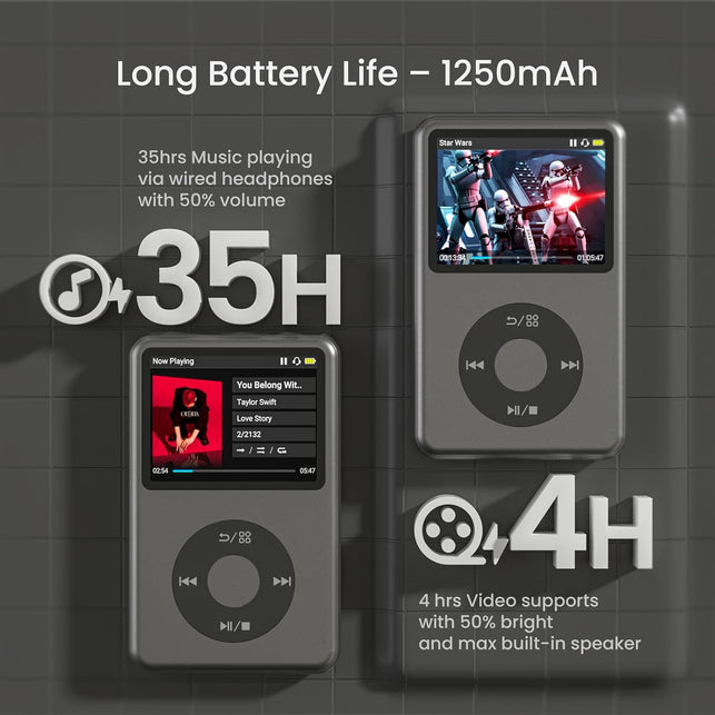 Y1 Mp3 Player with Bluetooth 128G Innioasis Version Upgrade Portable Mini Hifi Sound Bluetooth Walkman Digital Music Player 2.4" Screen Nice 2025 Black