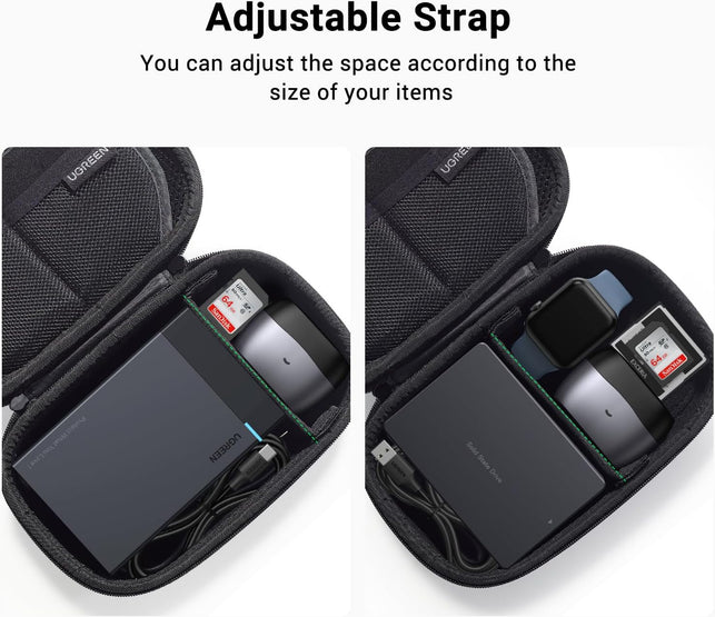 UGREEN Travel Electronics Organiser, Portable Cable Storage Gadget Cable Bag Pouch, Hard Case for Charger Adapter Power Bank Hard Drive, Small (Black)