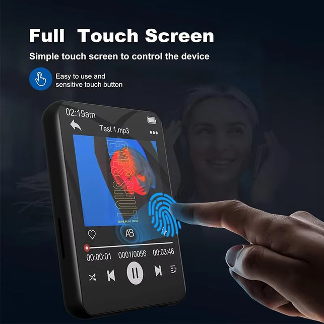 32GB 2.4'' Touch Screen Mp3 Player with BT 5.0, MP3 Player with Built-In HD Speaker FM Radio and Voice Recording