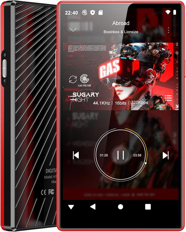 Oilsky MP3 Player with Bluetooth and Wifi, 5.0'' IPS Touch Screen Android Music Player Built-In Speaker, Support Spotify, Amazon Music, Deezer, Audible, FM Radio, Expandable up to 1TB
