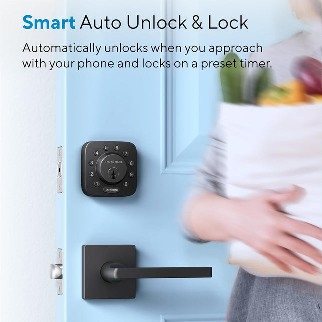 ULTRALOQ U-Bolt Smart Lock, 5-In-1 Keyless Entry Door Lock with App Control, Keypad Deadbolt, Auto Unlock, Auto Lock, Smart Door Lock, Smart Locks for Front Door, Smart Deadbolt, Black