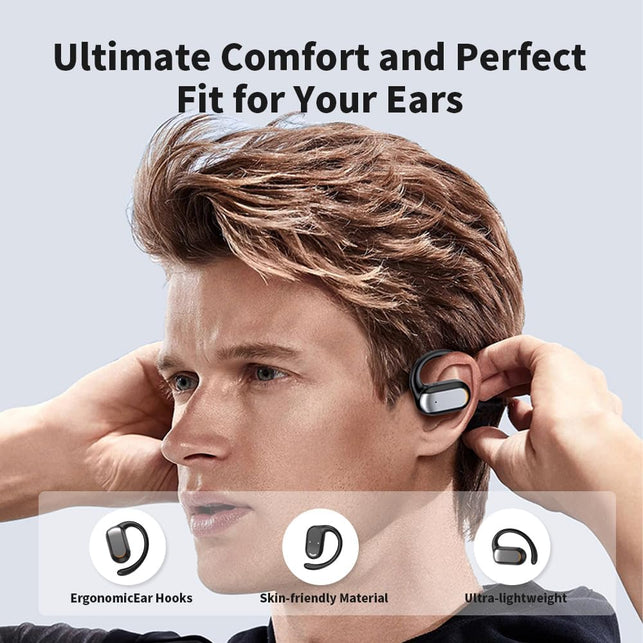 Open Ear Headphones Wireless 5.4 Earbuds Support 2 Devices Connecting Over-Ear Touch Control 16Mm Speakers Ear Buds IP6 Waterproof Earphones 45H Playback LED Power Display Headset for Gym