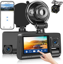 Dual Dash Cam for Cars Front/Inside/Rear View Camera 3 Inch Touchscreen 1080P HD DVR Camera Video Recorder Driving Recorder 2 Split Screens Wide Angle Automatic Loop Recording Night Vision