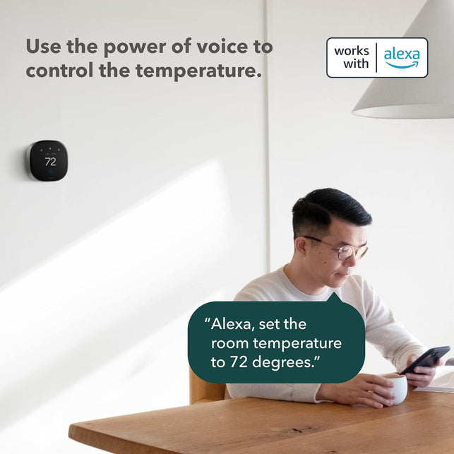 Ecobee New Smart Thermostat Premium with Smart Sensor and Air Quality Monitor - Programmable Wifi Thermostat - Works with Siri, Alexa, Google Assistant