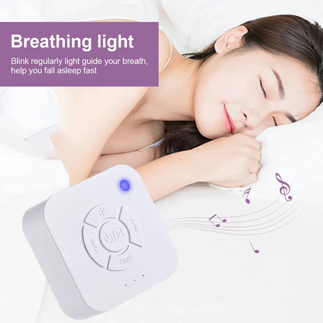 White Noise Sound Machine Sleep Soother with 9 Soothing Sounds Breathing Light Timer Type-C Charging for Baby Home Office Travel