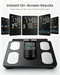 Smart Scale for Body Weight: 8-Electrode Digital Bathroom Scale for Weight Fat BMI Muscle Mass Full Body Composition Analyzer 50 Measurements Bluetooth Highly Accurate Weighing Machine 400Lb Black
