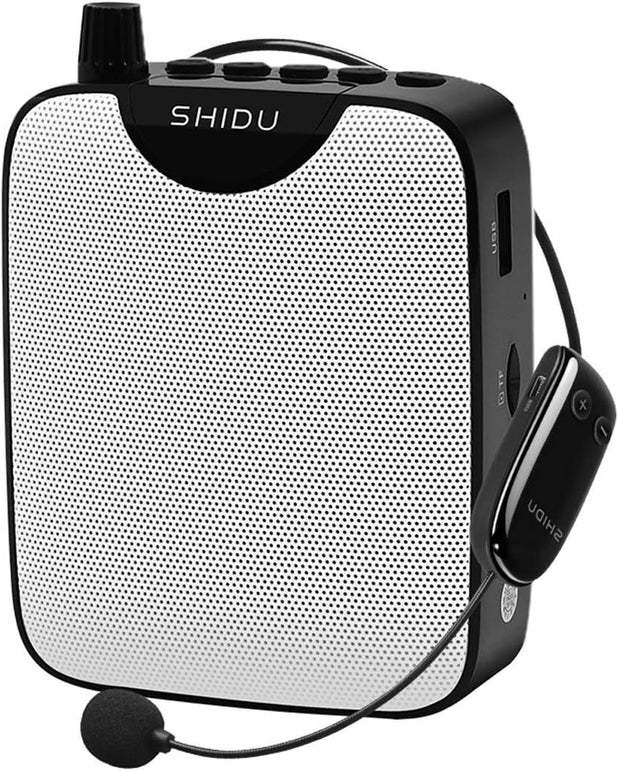 Voice Amplifier, SHIDU Original Wireless Voice Amplifiers 10W Rechargeable Portable Mini PA System Speaker with UHF Wireless Microphone Headset for Teachers, Yoga, Tour Guides, Coaches, Classroom