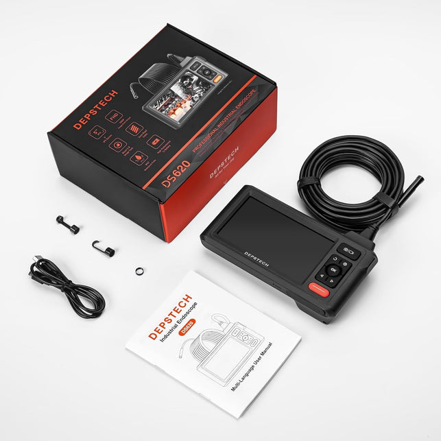 Dual-Lens Endoscope Camera with Light, DEPSTECH 1080P HD Borescope with 5" IPS Screen, 16.5FT Flexible Sewer Camera, IP67 Waterproof Plumbing Snake Camera, Cool Gadgets for Men, Women