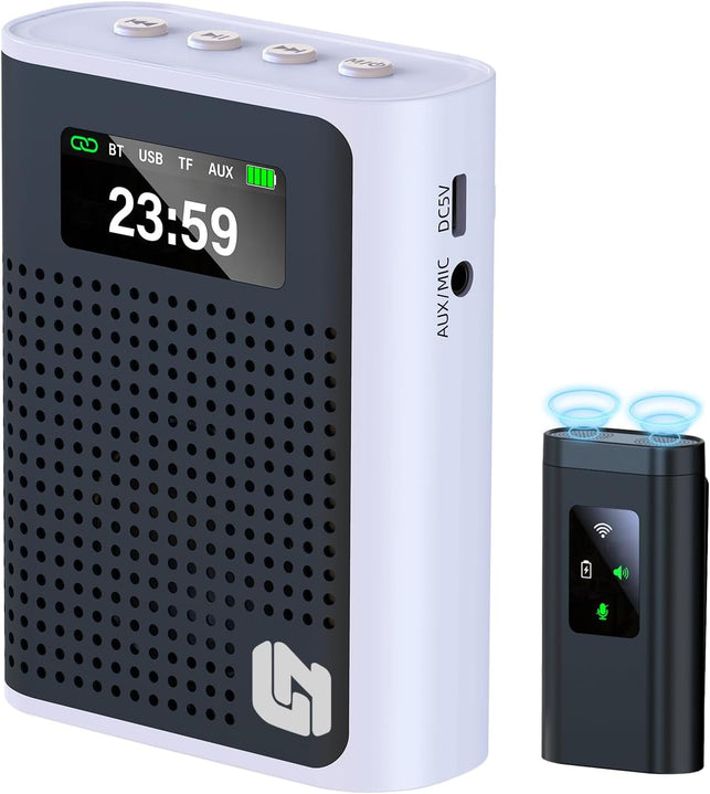 2025 New Upgraded Voice Amplifier Wireless Microphone with Magnetic Lavalier, LED Display Screen, Rechargeable Portable Microphone Speaker for Teachers, Classroom, Yoga, Meetings, Speeches, Tours