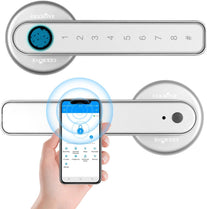 Fingerprint Door Lock with Touchscreen Smart Room Door App Digital Lever Lock Keyless Entry Front Door Knob with Keypad Suitable for Home&Hotel&Office&Indoor Door（Silver）